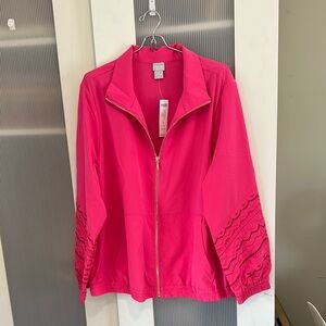 $139 NWT Chico’s Zenergy Pink Jacket with cutout p details sz 3 (16-18)
